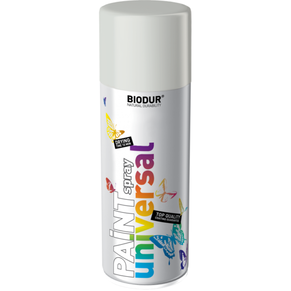 Universali aerozolinė emalė BIODUR, šviesiai pilka RAL7035, 400 ml
